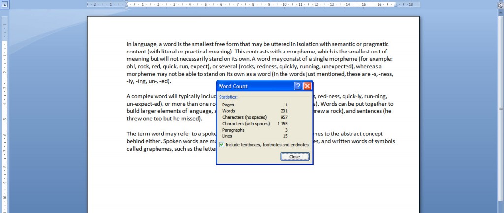 microsoft word word count with coding