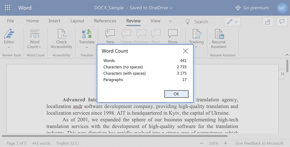 windows 10 microsoft word word count shortcut